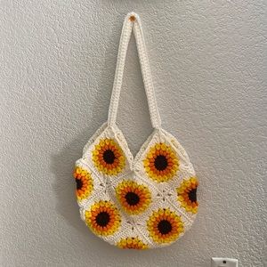 Handmade sunflower crochet bag